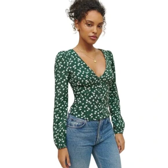 Reformation corset like deep v-neck top szS - Picture 1 of 16